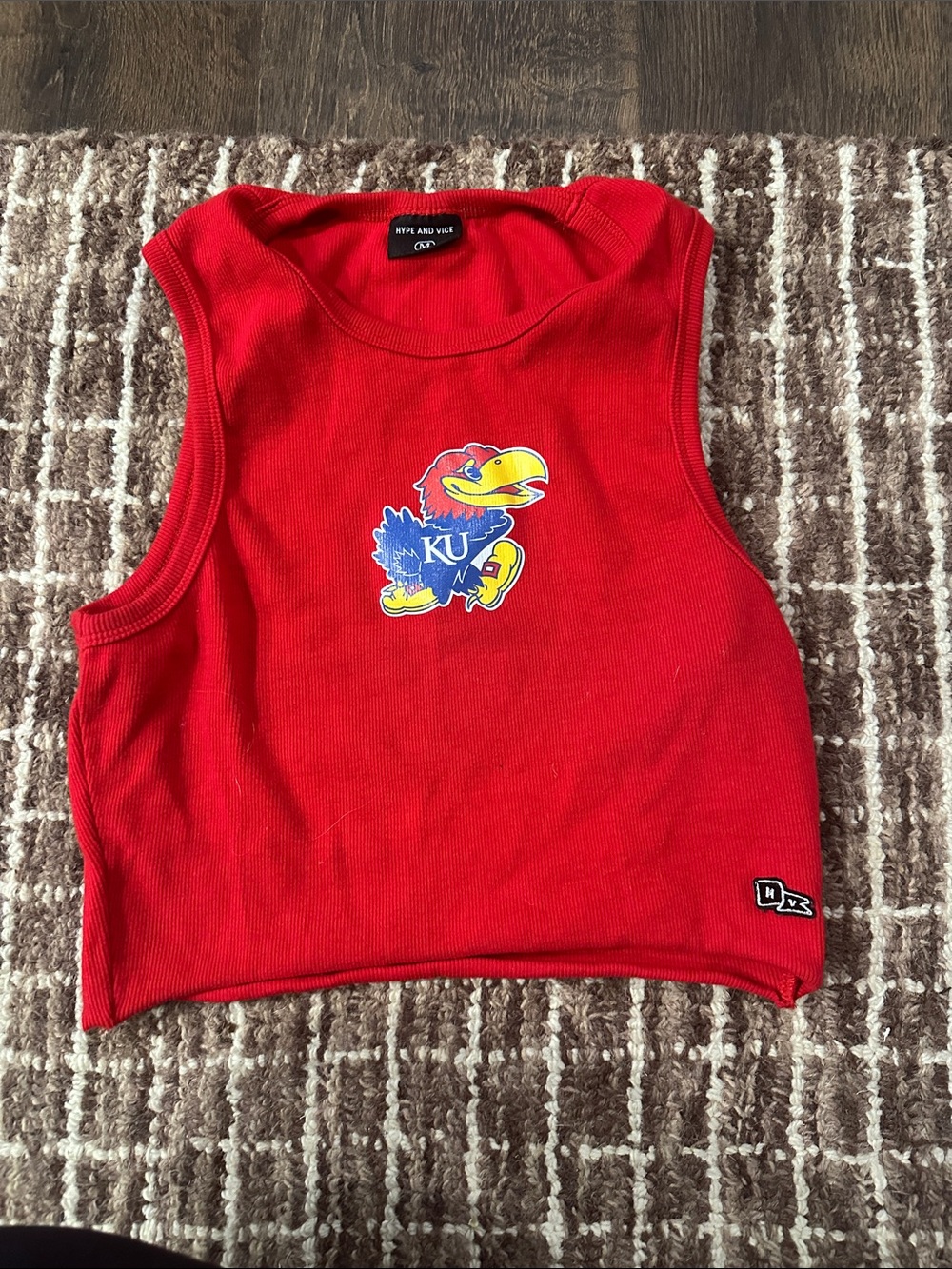Hype and vice Red KU Jayhawk cropped Tank Top